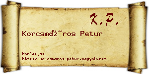 Korcsmáros Petur névjegykártya